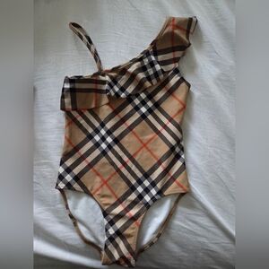 Burberry Signature Check Ruffle-Trim Swimsuit